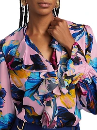 The Minne Daphne Garden Floral Silk Blouse