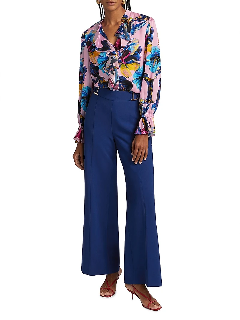 The Minne Daphne Garden Floral Silk Blouse