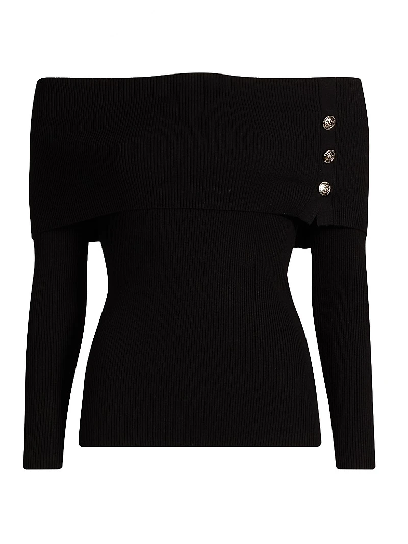 Imani Rib-Knit Off-The-Shoulder Sweater