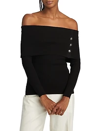 Imani Rib-Knit Off-The-Shoulder Sweater