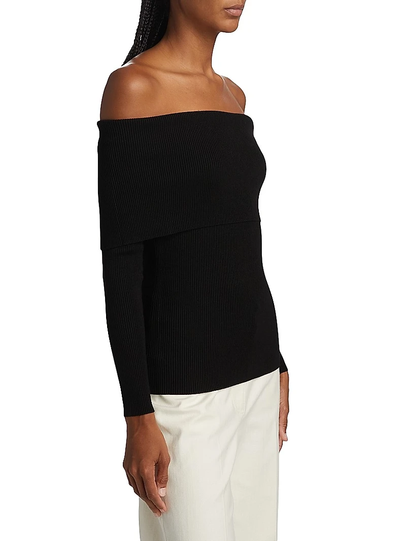 Imani Rib-Knit Off-The-Shoulder Sweater