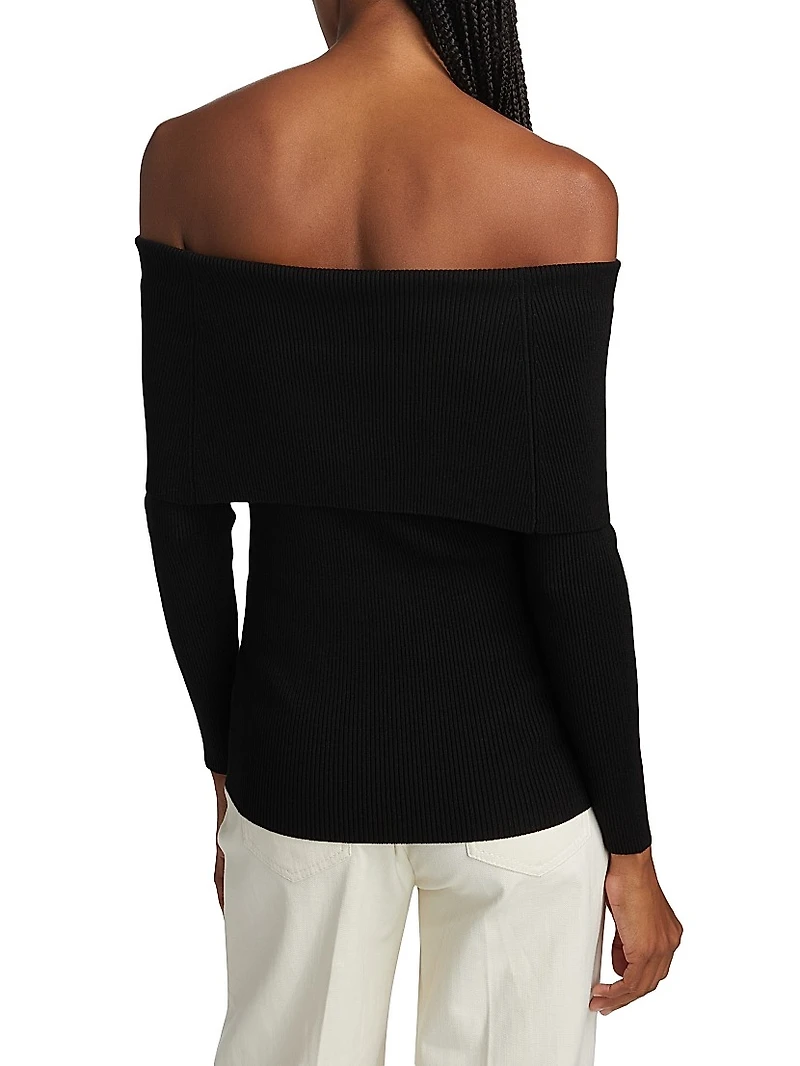 Imani Rib-Knit Off-The-Shoulder Sweater