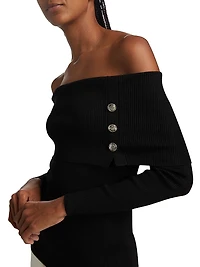 Imani Rib-Knit Off-The-Shoulder Sweater