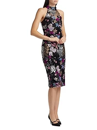 Aldana Embellished Sleeveless Midi-Dress