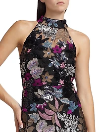 Aldana Embellished Sleeveless Midi-Dress