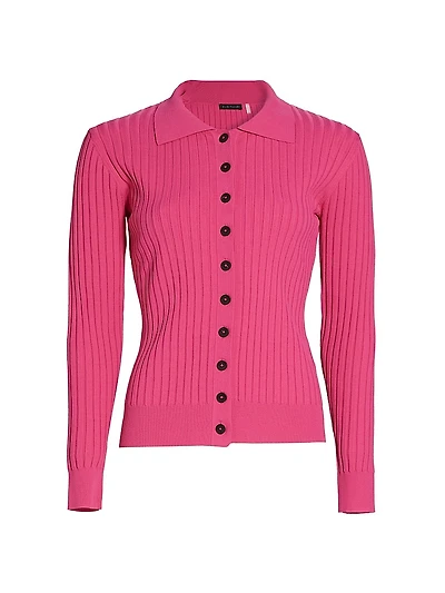 Mariella Rib-Knit Polo Cardigan
