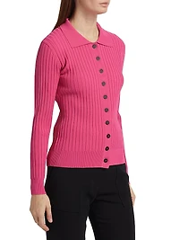 Mariella Rib-Knit Polo Cardigan