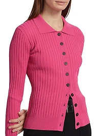 Mariella Rib-Knit Polo Cardigan