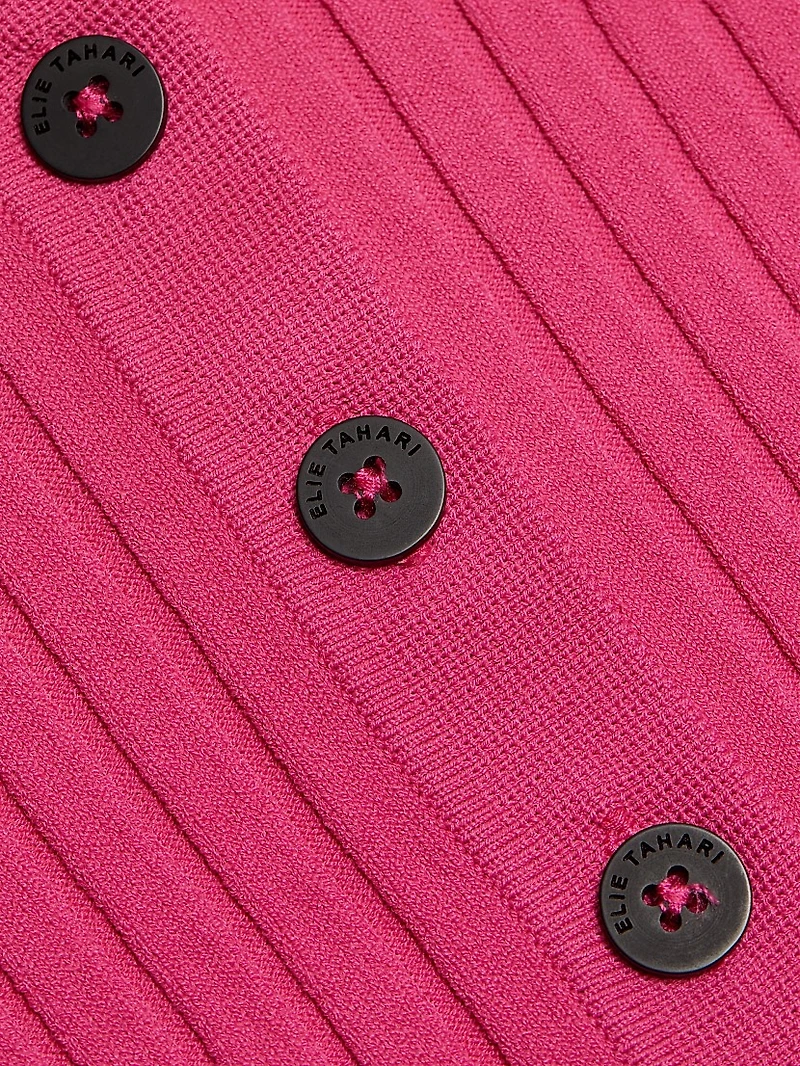 Mariella Rib-Knit Polo Cardigan