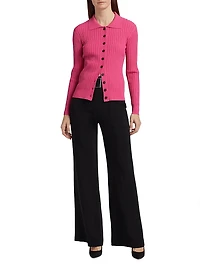 Mariella Rib-Knit Polo Cardigan