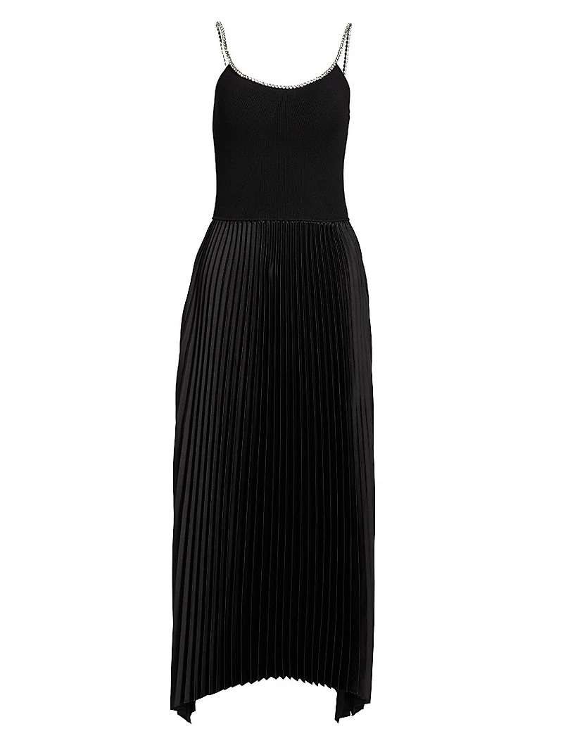 Mave Embellished Pleated Midi-Dress