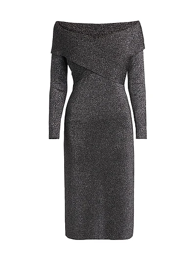 Rowan Metallic Off-the-Shoulder Sweaterdress