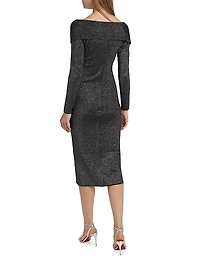 Rowan Metallic Off-the-Shoulder Sweaterdress