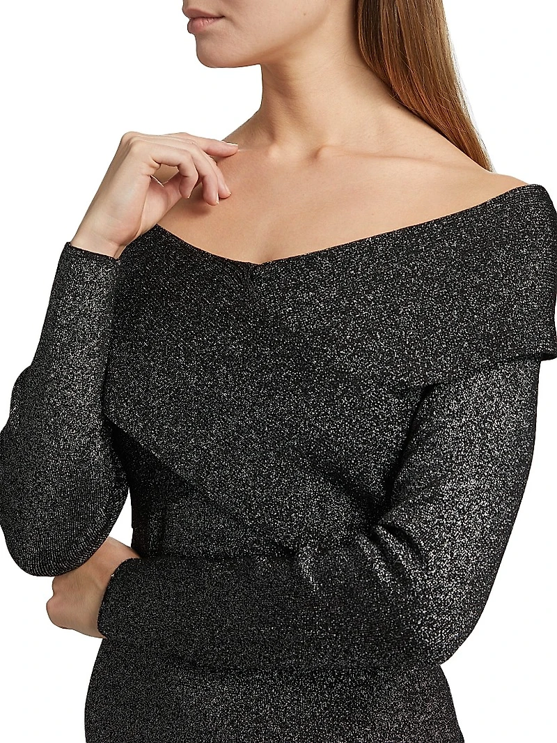 Rowan Metallic Off-the-Shoulder Sweaterdress