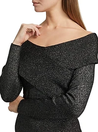 Rowan Metallic Off-the-Shoulder Sweaterdress