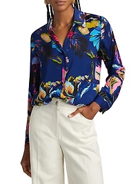 The Madeline Daphne Garden Floral Silk Shirt