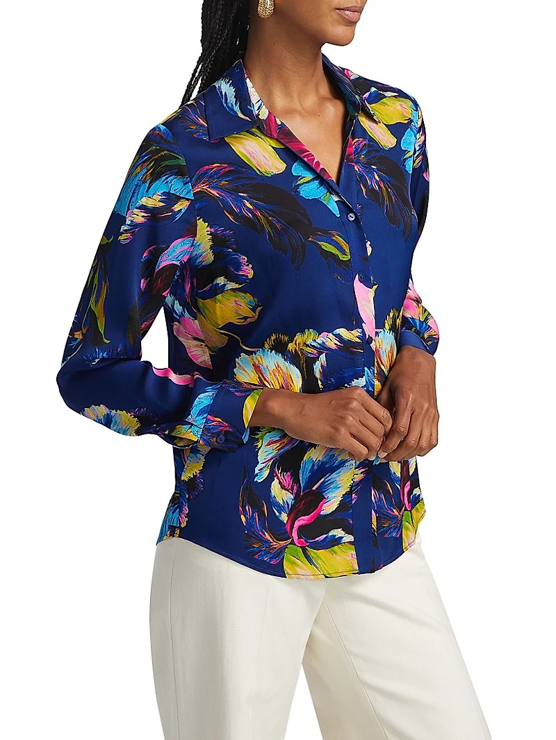 The Madeline Daphne Garden Floral Silk Shirt