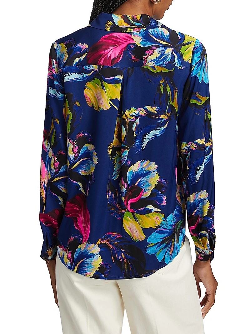 The Madeline Daphne Garden Floral Silk Shirt