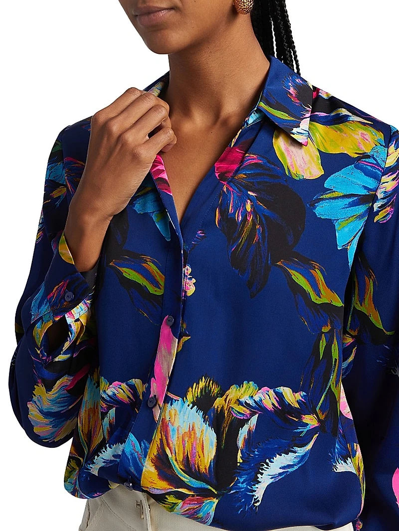 The Madeline Daphne Garden Floral Silk Shirt