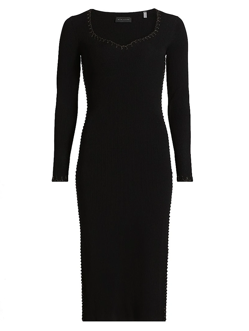 The Maddie Rib-Knit Sweetheart Midi-Dress