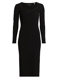 The Maddie Rib-Knit Sweetheart Midi-Dress