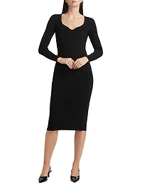 The Maddie Rib-Knit Sweetheart Midi-Dress
