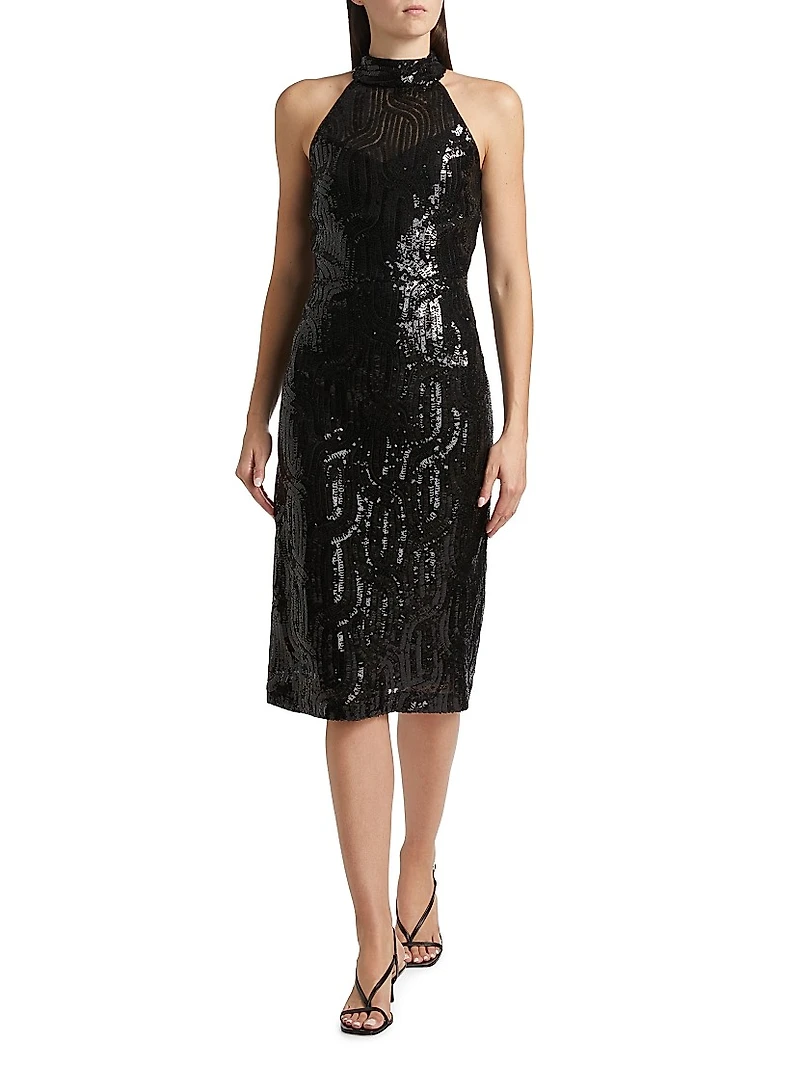 Bella Sequin Halterneck Midi-Dress