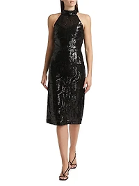Bella Sequin Halterneck Midi-Dress