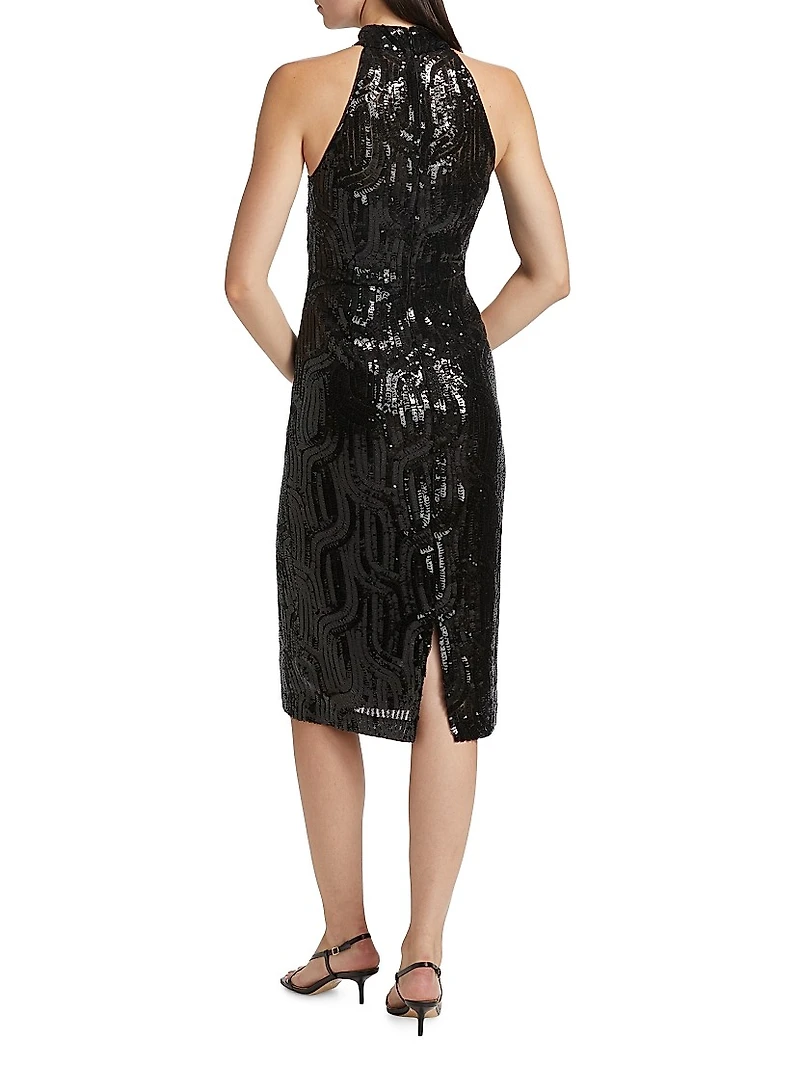 Bella Sequin Halterneck Midi-Dress