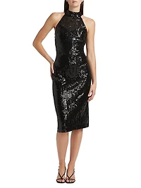 Bella Sequin Halterneck Midi-Dress