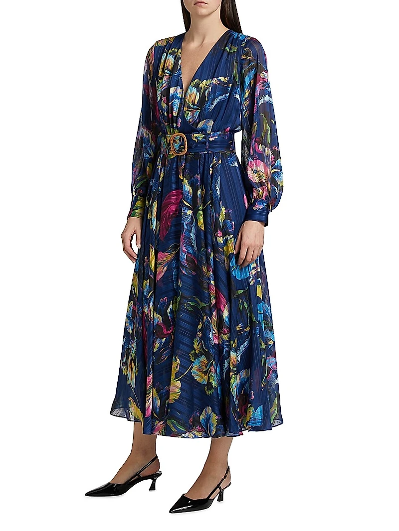 Milena Floral Belted Maxi Dress