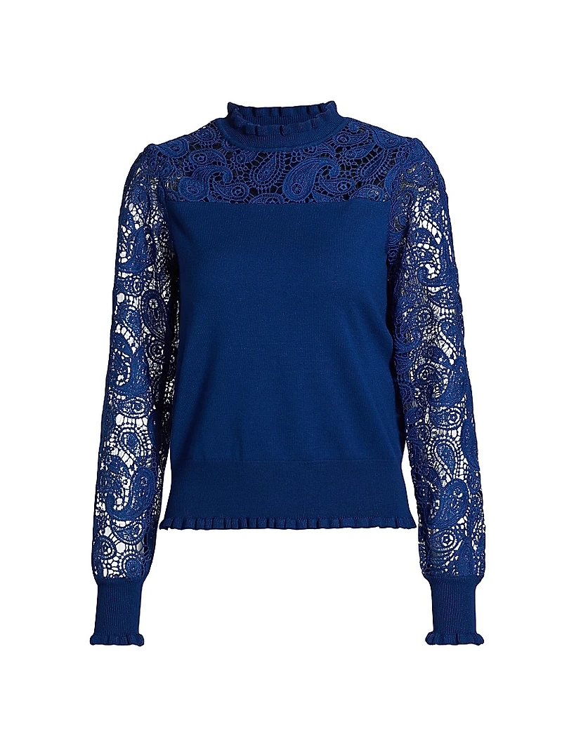 Felicity Crochet Mock-Turtleneck Sweater