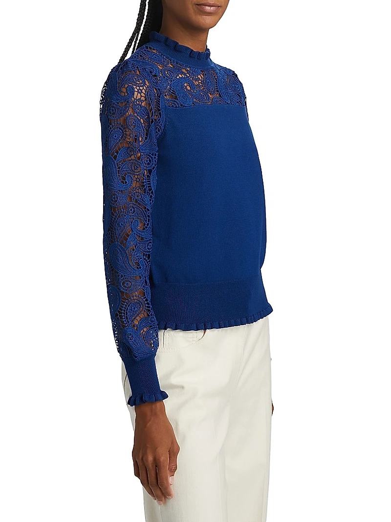 Felicity Crochet Mock-Turtleneck Sweater