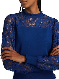 Felicity Crochet Mock-Turtleneck Sweater