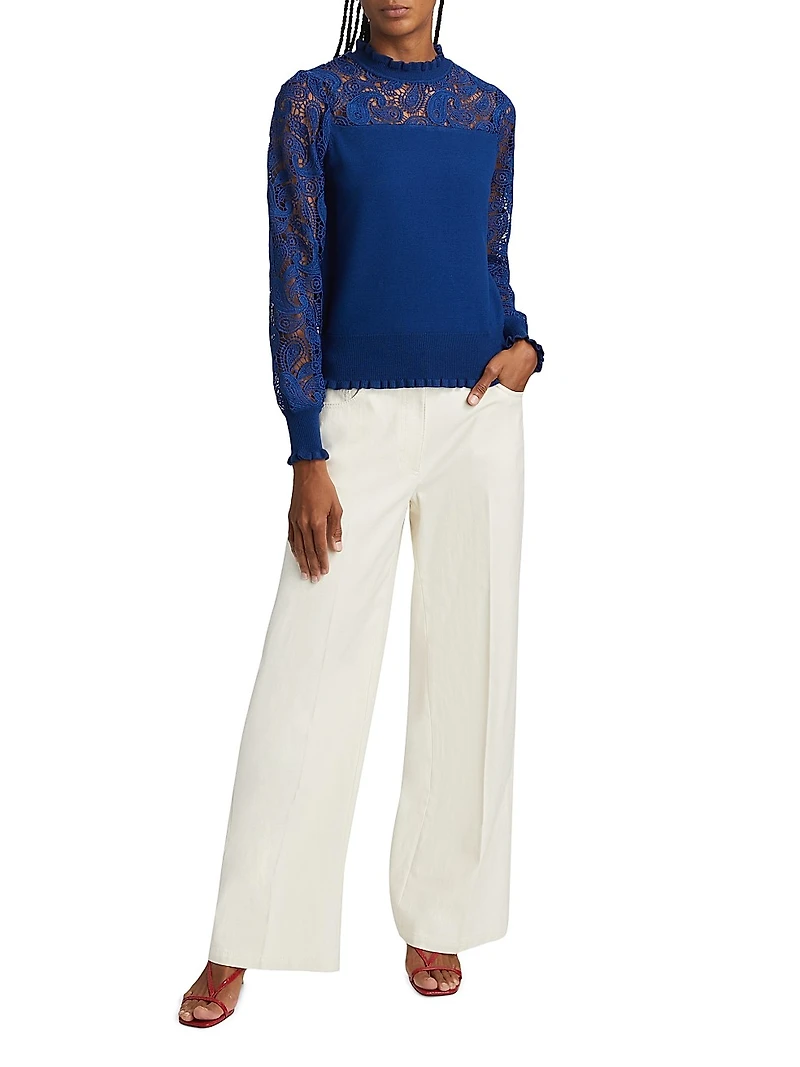 Felicity Crochet Mock-Turtleneck Sweater