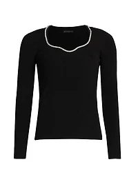 Ana Embellished Rib-Knit Sweater
