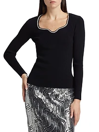 Ana Embellished Rib-Knit Sweater