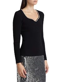 Ana Embellished Rib-Knit Sweater