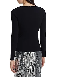 Ana Embellished Rib-Knit Sweater