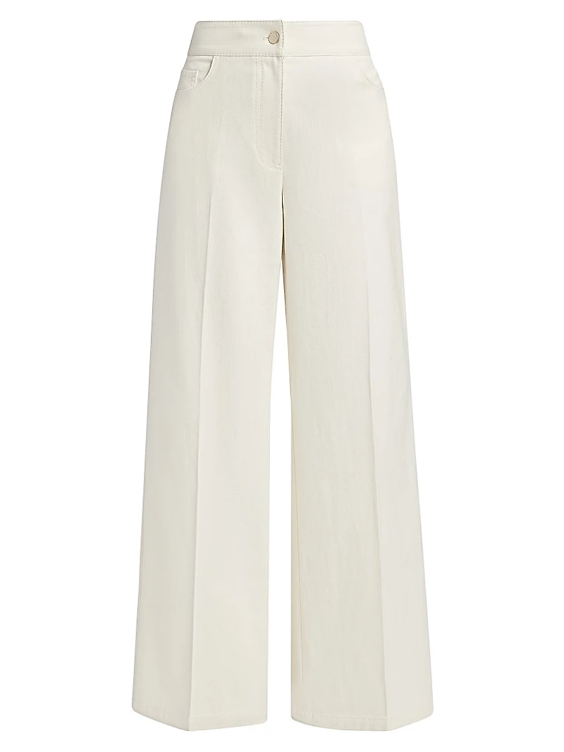 Leith Stretch-Cotton High-Rise Wide-Leg Pants