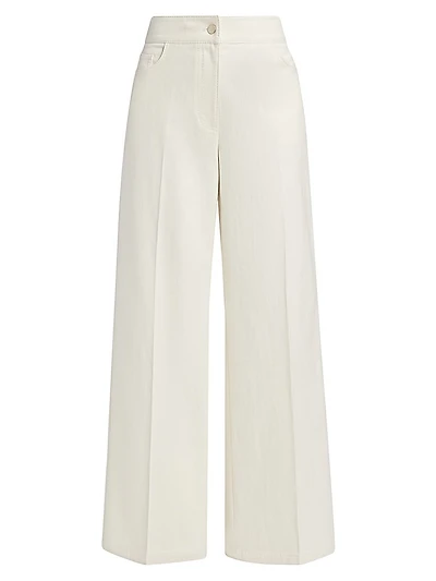 Leith Stretch-Cotton High-Rise Wide-Leg Pants