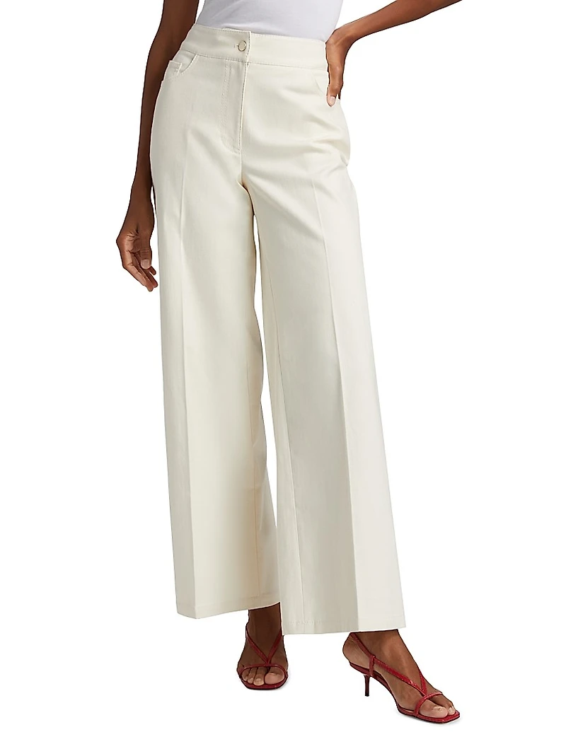 Leith Stretch-Cotton High-Rise Wide-Leg Pants