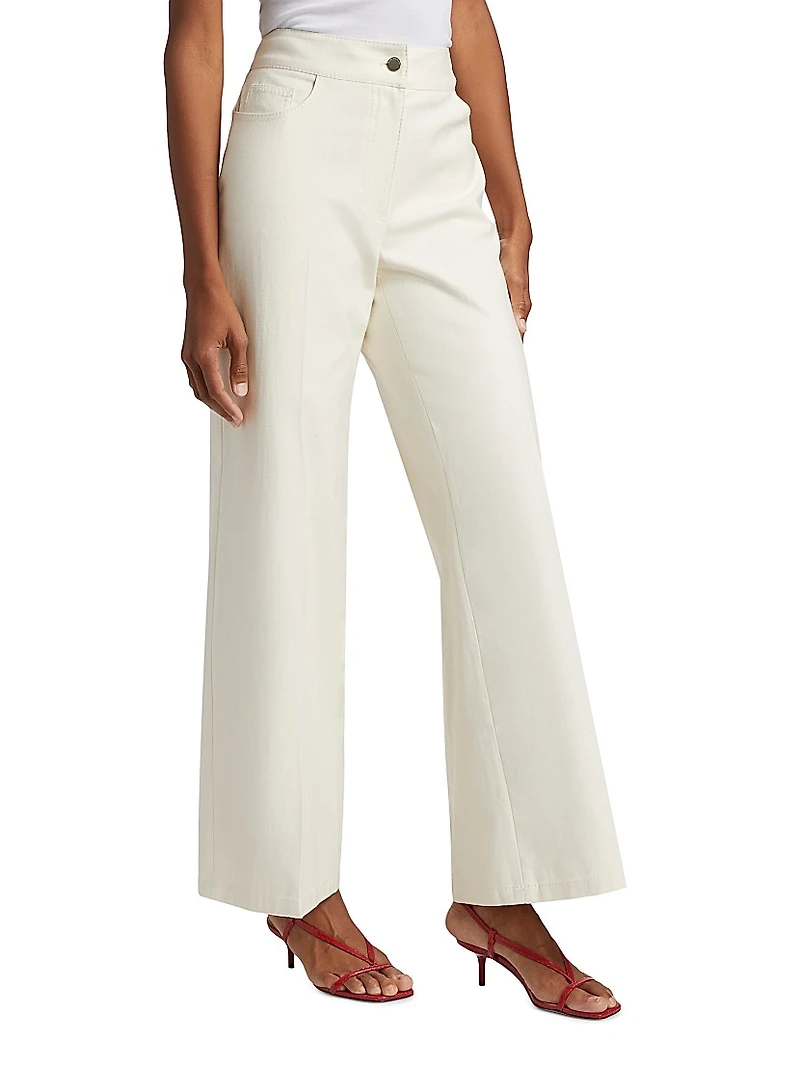 Leith Stretch-Cotton High-Rise Wide-Leg Pants
