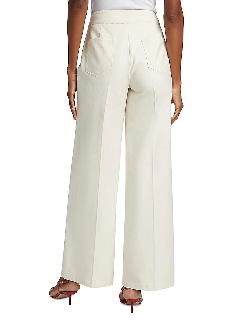 Leith Stretch-Cotton High-Rise Wide-Leg Pants