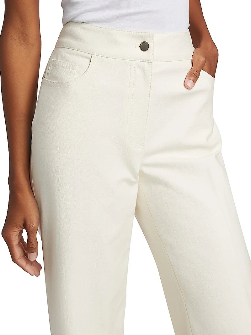 Leith Stretch-Cotton High-Rise Wide-Leg Pants