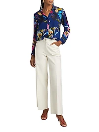 Leith Stretch-Cotton High-Rise Wide-Leg Pants