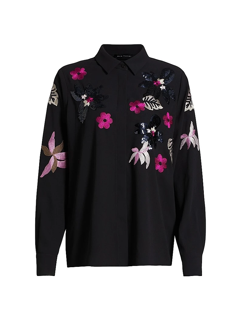 Bailey Floral Embellished Button-Front Blouse