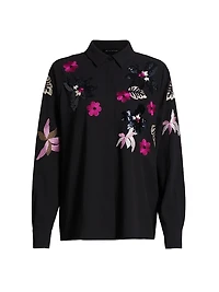 Bailey Floral Embellished Button-Front Blouse