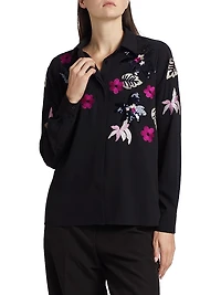 Bailey Floral Embellished Button-Front Blouse