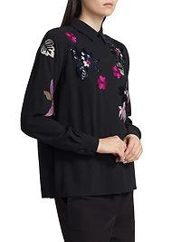 Bailey Floral Embellished Button-Front Blouse